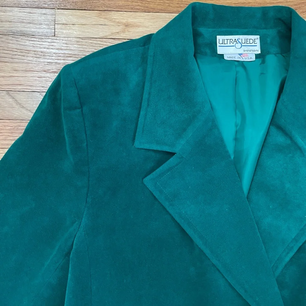 Vintage Emerald Green Faux Suede Blazer - Picture 2 of 16